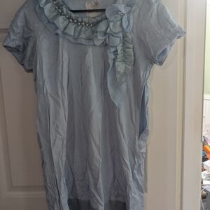 Elegant Blue Ruffled Women's Top